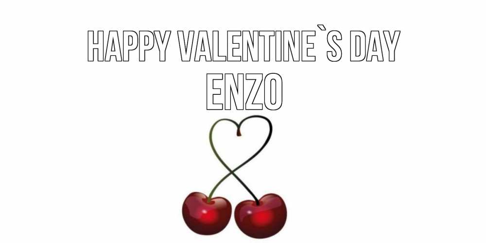 Greetings card с именем, Enzo Happy Valentine`s Day вишенки красивые Greetings with text for free download 